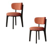 Wooden Dining Chairs Set of 2/4/6 - Mid Century Modern upholstered Chairs Cotton and linen fabric The chair cover is removable and washable for kitchen Living Room Dining Room Black+orange set of