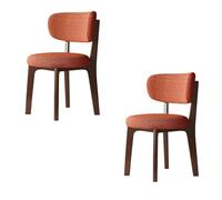Wooden Dining Chairs Set of 2/4/6 - Mid Century Modern upholstered Chairs Cotton and linen fabric The chair cover is removable and washable for kitchen Living Room Dining Room Walnut+orange set o