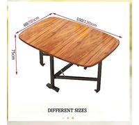 Wooden Dining Drop Leaf Table with Moveable Wheels - Ideal for Compact Kitchens - Extendable Rectangular Kitchen Folding Table for Small Spaces