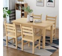 Wooden Dining Table Set with 4 Chairs, Natural Solid Pine Kitchen Table for 4-6 People, Modern Rustic Dining Furniture, Sturdy & Stylish Esstisch für Küche