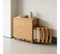 Wooden Dining Table Set with Chairs and Wheels, Folding Kitchen Table for Small Apartments, Space-Saving 1x4 Dining Room Fur, Multi-Functal Design.