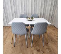 KOSY KOALA Modern Rectangle White Dining Table Set With 4 Grey Chairs Dining Room Furniture KOSY KOALA White