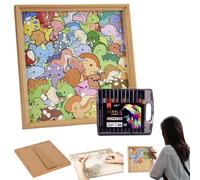 Wooden Dinosaur Puzzle, Coloring Wooden Educational Toys, Animal Jigsaw Puzzles with Photo Frame, Suitable for Kids Boys Girls & Home Travel Bedroom Playroom Classroom Birthday Holiday-Dinosaur