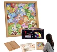 Wooden Dinosaur Puzzle, Coloring Wooden Educational Toys, Animal Jigsaw Puzzles with Photo Frame, Suitable for Kids Boys Girls & Home Travel Bedroom Playroom Classroom Birthday Holiday-Dinosaur