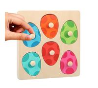 Wooden Dinosaur Toys, Educational Bricks Game, 6.89x6.89x0.63 Inches Puzzle, Color Sorting Eggs with Grip, Matching Playset with Modern Design, Home Accessories for Kids Boys Girls School Kindergarten