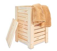 Wooden Dirty Clothes Box Laundry Baskets Storage Washing Bathroom Bath Plain Wood Bedroom Towel with Lid Handles