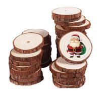 Wooden Discs, Discs 3-20cm Thick DIY Craft Unfinished Circles Pine Round Wood Slices with Tree Bark Log 5-6cm 5pcs