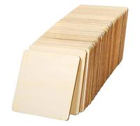 Wooden Discs for Crafts 72Pcs Unfinished Square Wood Slices Blank Crafts 3 X 3 Inch for Coasters Painting Writing