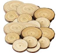 Wooden Discs, Natural Wood Slices, 20pcs, Wooden Circles for Crafts, Log Slices for Arts and Crafts, Round Wood Discs, Blank Craft Plaques