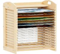 Wooden Dish Rack, Wall & Desk nizer with 15 Metal Shelves for Canvas Painting & Crafts - Perfect for Artists & Hobbyists, Space-Saving Design