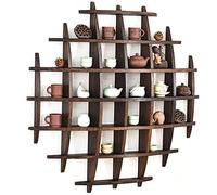 Wooden Display Shelf for Collectibles, Wall-Mounted Storage Rack, Modern Chinese Retro Tea Cabinet, Solid Wood Bogu Duobao, 120x120cm Home Decor