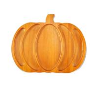 Wooden Divided Pumpkin Platter Halloween Party Serving Tray Food Grade Storage Dish Small & Large Option Pumpkin Carving Snacks Tray