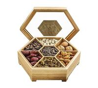 Wooden Divided Serving Tray with Clear Lid Large Capacity Snack Platter for Dried Fruits Perfect Fruit Tray for Parties and Entertaining