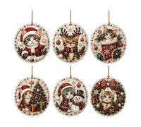 Wooden DIY Christmas Ornaments 6PCS 7.8x7.8cm Irregular Pearl Sparkle | Real wood base hand-pressed pearl resin diamonds multi-use for garlands mantels wreaths or shelf display