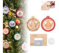 Wooden DIY Christmas Tree Ornaments Set - Unfinished Predrilled Wood Circles for Crafts Centerpieces Christmas Tree Hanging Decorations, Xmas Handmade Art Gift for Kids (Cookies)