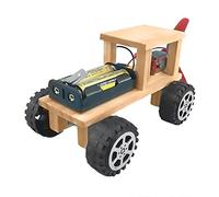 Wooden DIY Electric Wind Power Physical Science Experiment Toy Child Kids Physics Learning Science Educational Kit Assemble Model Toy DIY Family Activity Wind Power Car