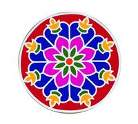 Wooden DIY Floral Diwali Rangoli Mat Easy to Use or to Fill Rangoli Template Rangoli Decorative Boards for Indian Traditional Festival New Year Decor MDF Readymade Diya Round Flower Design Rangoli