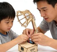 Wooden DIY Table Lamp Kit - Fun Engineering Build for Students, Multi-Functional Study Lighting