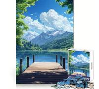 Wooden Dock on The Lake 1000 Pieces Jigsaws Adults Puzzles Gifts Think Training Unwind Easily Defined Edges Merry Gift (50x75cm)