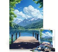 Wooden Dock on The Lake Jigsaw 1000 Pieces for Adults Cognitive Recall Peaceful Escape Sharp Cut Seasonal Gift (38x52cm)