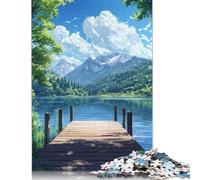 Wooden Dock on The Lake Jigsaw Puzzles for Adults 1000 Pieces, Jigsaw Puzzles Adult Intellective Educational Toy DIY Puzzles 1000pcs (75x50cm)