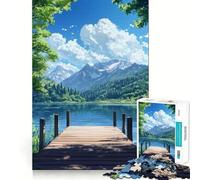 Wooden Dock on The Lake Jigsaw Puzzles1000 Pieces Cognitive Train Fun Flawless Interlocking Pieces Birthday Gift Brain Teaser Toy (38x52cm)