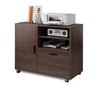 Wooden Document nizer with Drawer Printer Stand Side Storage Cabinet Office File Holder Spacious Mobile Filing Cabinet with Shelves for Home Office