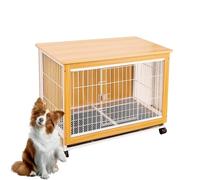 Wooden Dog Crate With Removable Bottom Tray - Decorative Heavy Duty Indoor Dog Kennel Furniture - Aesthetic Wooden Dog Crate Furniture - With Lockable Door - Mordern Dog House