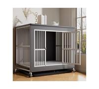 Wooden Dog Crate with Toilet House, Indoor Kennel for Large Pets