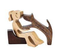 Wooden Dog Family Figurines, Wooden Pet Carvings Dog, Puppy Family Wooden Carving Ornaments, Natural Animal Sculpture Handmade Craft for Dog Lovers Presents for Women