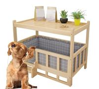 Wooden Dog House And Bedside Table - Solid Wood Pet Cat Bed Indoor Pet House - Suitable For Golden Retriever, Teddy And More - 4 Seasons Universal Pet Furniture - Pet Supplies,Wood Color-60x120cm
