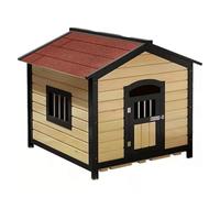 Wooden Dog House Pet Kennel with Covered Porch - Weatherproof Outdoor Dog Crate for Small to Medium Pets - Solid Wood Construction