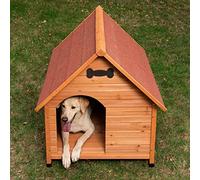 Wooden Dog Kennel - Sturdy & Attractive Outdoor Dog Kennel Made From Light, Finished Wood With a Wide Overhang Offering Protection From Adverse Weather Conditions (Small)