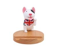 Wooden Dog Phone Stand for Desktop Smartphone Viewing, Stable Holder | PC Construction, Cartoon White Bull Terrier Shape, Easy Placement for Smartphones and Small Tablets, Office Desks or Kitchen