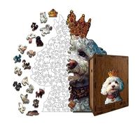 Wooden Dog Puzzle - Stress Relief Jigsaw, Intricate Animal Shape Pieces, Cut Timber Brain Teaser, Mindful Relaxation Activity, Home Decor Accessory, Multi-Color Canine Silhouette Board