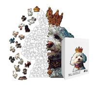 Wooden Dog Puzzle - Stress Relief Jigsaw, Intricate Animal Shape Pieces, Cut Timber Brain Teaser, Mindful Relaxation Activity, Home Decor Accessory, Multi-Color Canine Silhouette Board