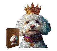 Wooden Dog Puzzle - Stress Relief Jigsaw, Intricate Animal Shape Pieces, Cut Timber Brain Teaser, Mindful Relaxation Activity, Home Decor Accessory, Multi-Color Canine Silhouette Board