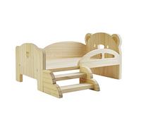 Wooden Doll Bed, Real Wood Pet Bed, Miniature Furniture, Cute Cat Bed, Dog Bed, Four Seasons, Easy Assembly, Pretend Play Bedding Set