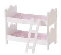 Wooden Doll Bunk Bed Fit up to 20 Inch Dolls for Kids Baby Playcenter Dolls Bed Funiture with Ladder and Bedding Set (White)