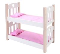 Wooden Doll Bunk Bed Pink White - Baby Doll Furniture 50 x 26 x 47 cm for Pretend Play, Children Ages 3+ 606011