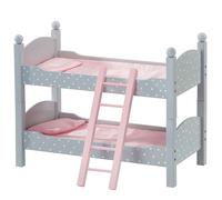 Teamson Kids Wooden Doll Bunk Bed With Ladder And Bedding For 18 Inch Dolls, Grey