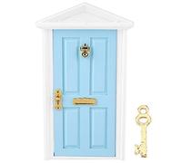 Wooden Doll Door, 1: 12 Doll House Miniature Colorful DIY Wood Door Children Funny Toy Gift Decoration Furniture Accessories for Dolls (Blue)