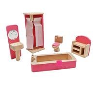 Wooden Doll House Furniture Pretend Play Bathroom Furniture for Kids Childs Gifts Family (Bathroom)