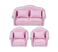 Wooden Dollhouse Furniture Love Seat and Single Sofa with Removable Cushion for 1/12 Dollhouse with Furniture on 1/12 Scale