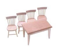 Wooden Dollhouses Table Chair Set Safe For Kids Pretend Play And Room Decoration Dining Room Scene Display Furniture Miniature Wooden Table And Chairs