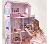 Olivia's Little World Dreamhouse Tiffany 3-Story Wooden Doll House with Balcony and 13-pc. Accessory Set for 12" Dolls, Lavender
