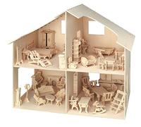 Wooden Dolls House Includes Furniture Flat Pack Plywood Self Assembly Ideal Fairy House Unpainted