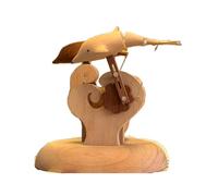Wooden Dolphin Model Kit, Mechanical Kinetic Sculpture, Dynamic Handcrafted Dual-Wood Marine Life Model with Mechanical Motion for Home Office Decor and Stress Relief