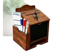 Wooden Donation Box - Lockable Collection Container for Fundraising Events | Portable Decorative Storage with Secure Slot Design, Offering Organizer for Church Classroom Charity