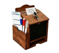 Wooden Donation Box, Lockable Collection Container, Portable Money Drop Slot Case Secure Storage Unit, Classroom Church Charity Accessory, Suggestion Voting Box Organizer 9.8 inches